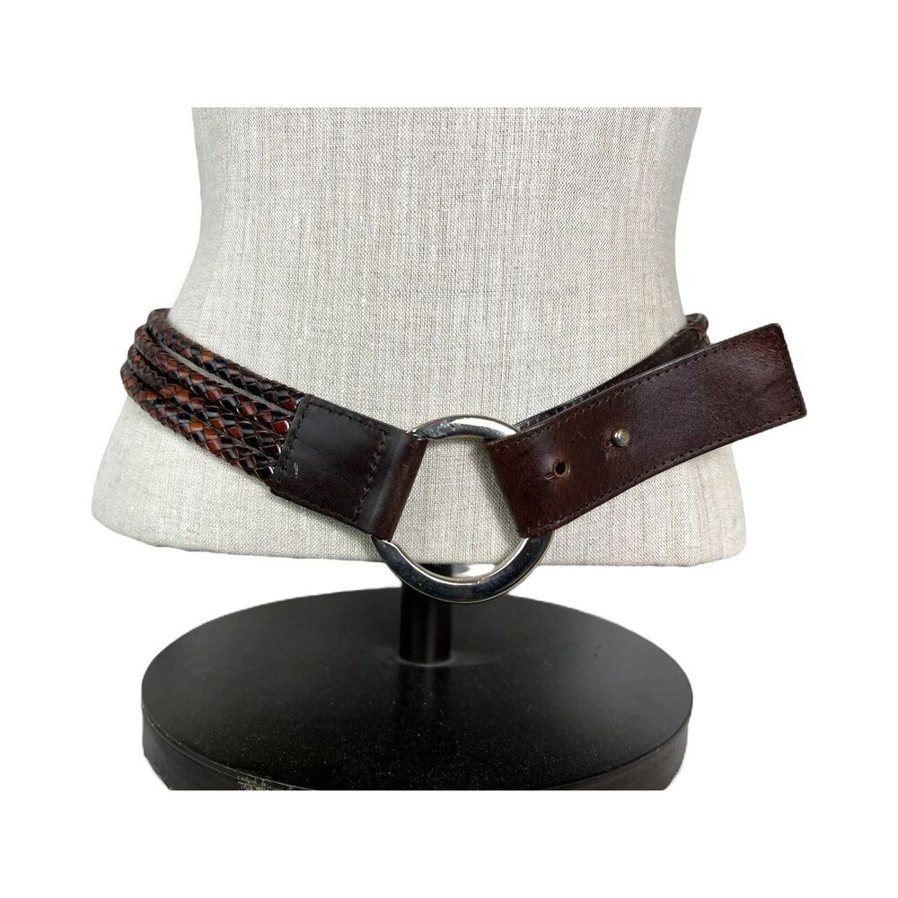 Ellen Tracy Brown Woven Strand Leather Statement Belt Size L Boho Western Vibes